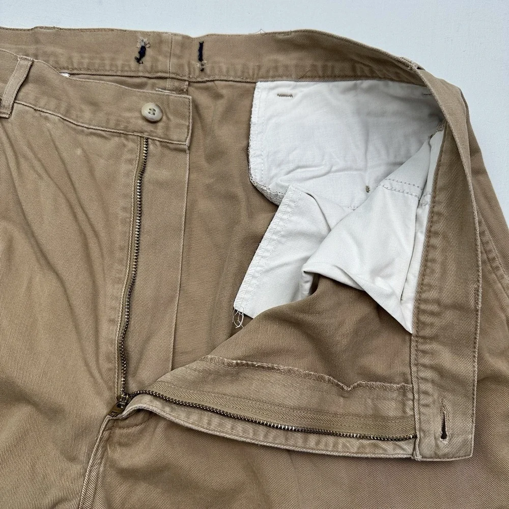 VTG Polo Ralph Lauren Pleated Chino Pants Mens 36 FIT 34x32 Khaki Beige Relaxed